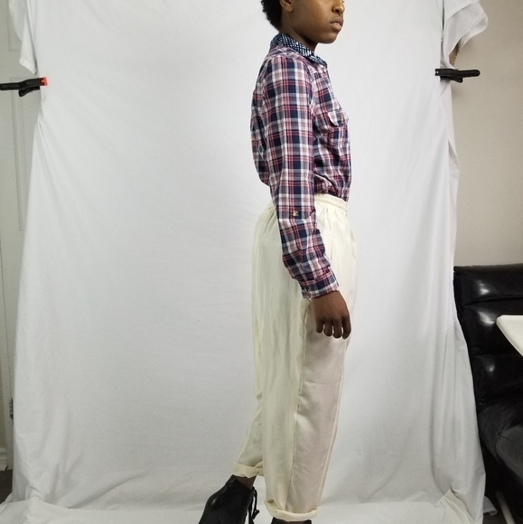 Upcycled vintage button down plaid shirt - Picture 3 of 5